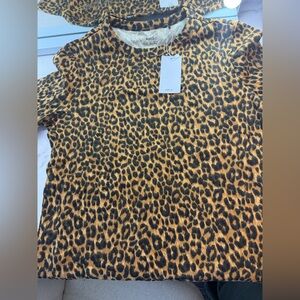 NWT MANGO Brown Leopard Print Tee